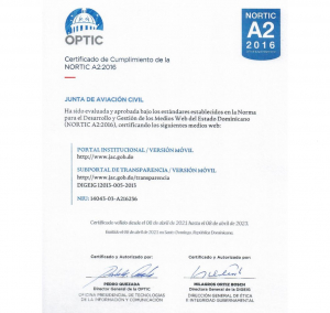 Junta de Aviación Civil logra certificación NORTIC A2: 2016